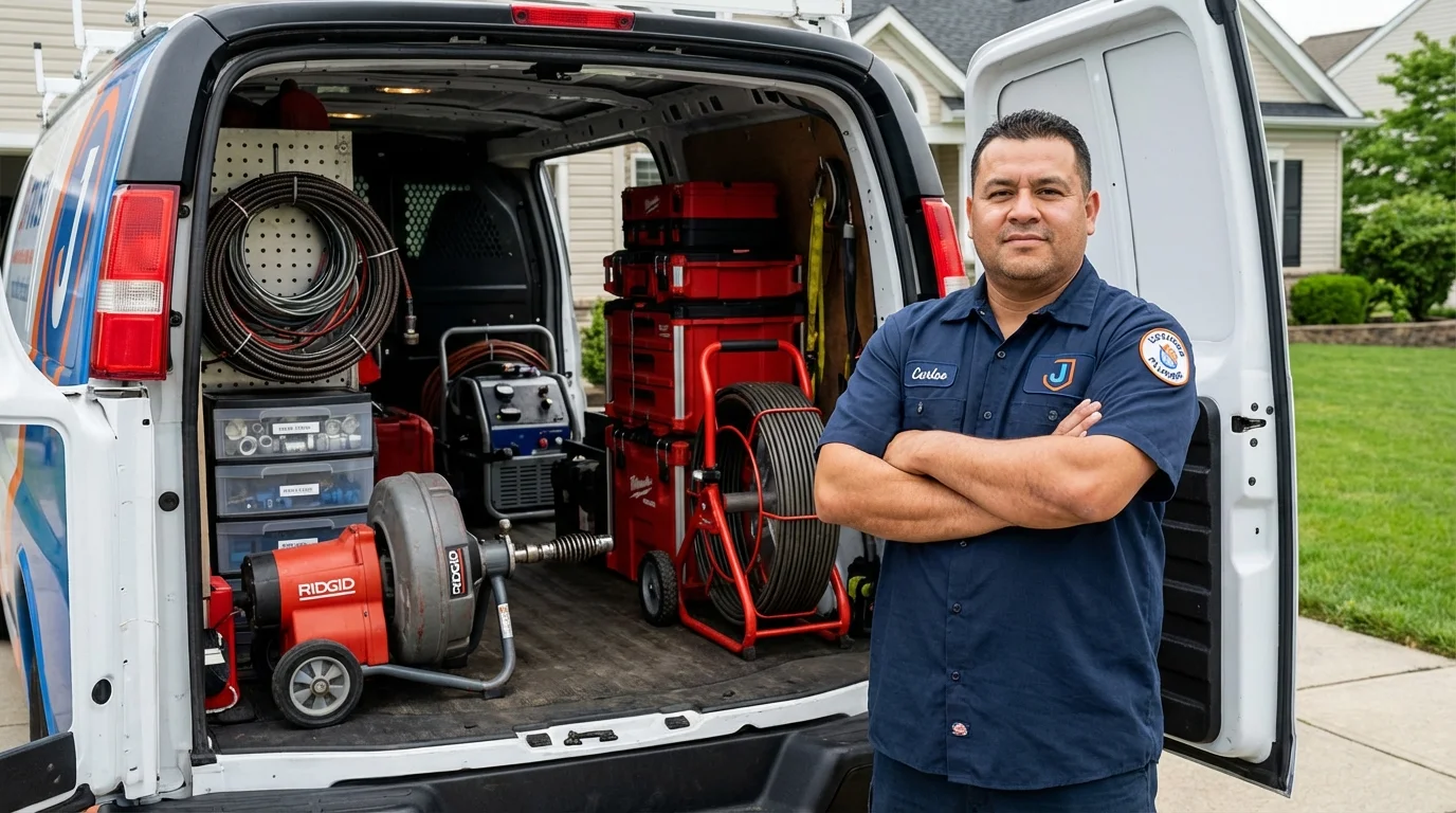 Professional drain cleaning equipment and Johns Plumbing LLC plumber in East Chicago