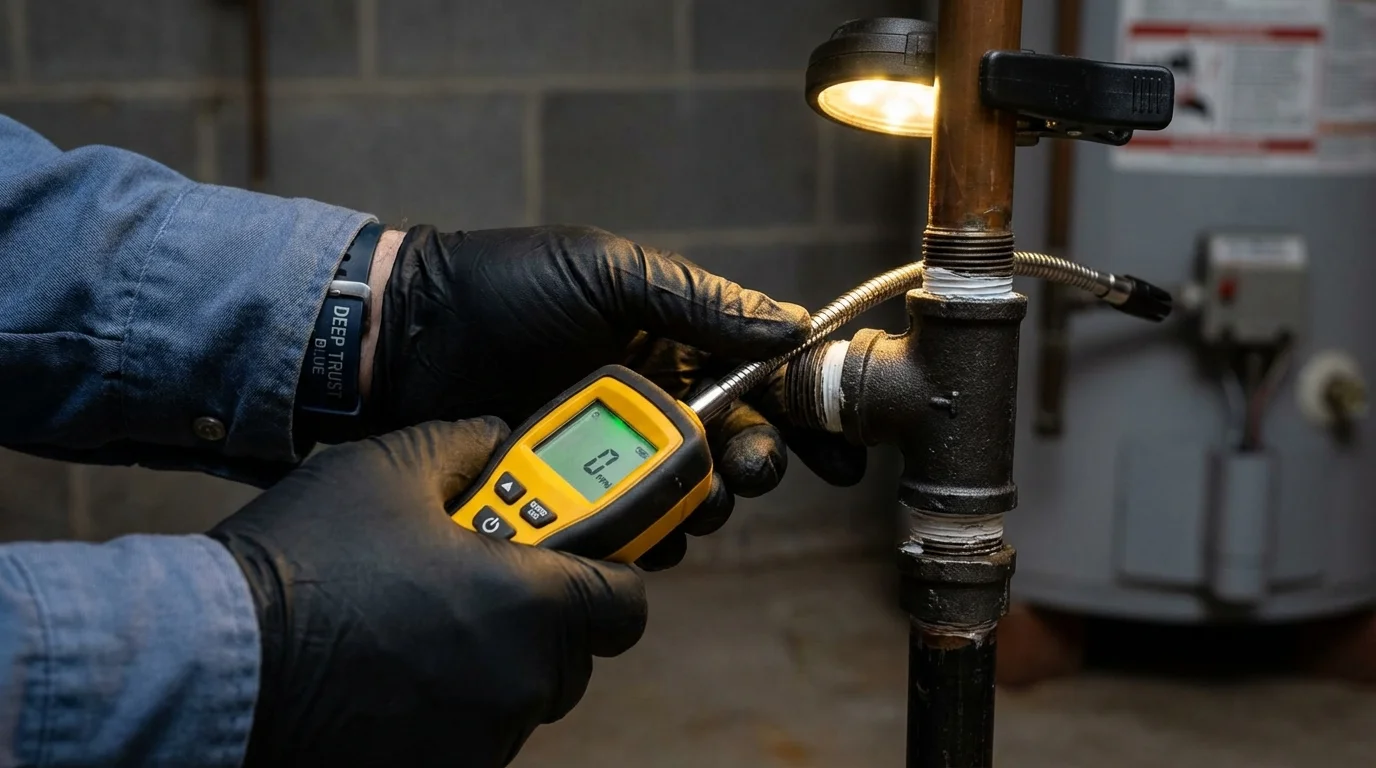 Gas leak detection with electronic sniffer by Johns Plumbing LLC in East Chicago